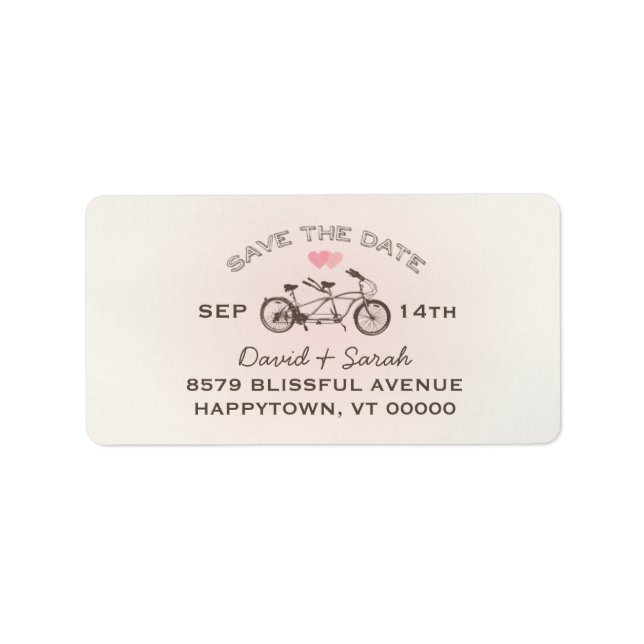 Tandem Bicycle Save The Date  Label (Front)