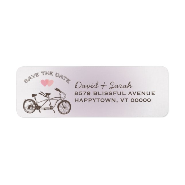 Tandem Bicycle Save The Date  Label (Front)