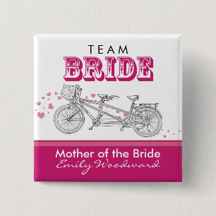 Tandem Bicycle "Team Bride" Bridal Party Button