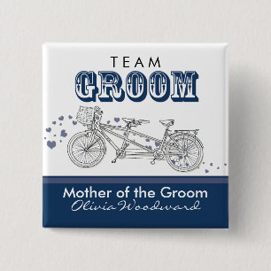 Tandem Bicycle "Team Groom" Bridal Party Button