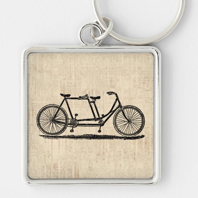 Tandem Bicycle Two Person Bicycle Antique Bike Key Ring (Front)