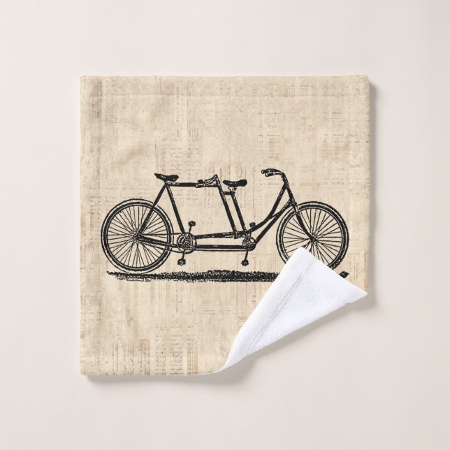 Tandem Bicycle Two Person Bicycle Antique Bike Wash Cloth (Wash Cloth)