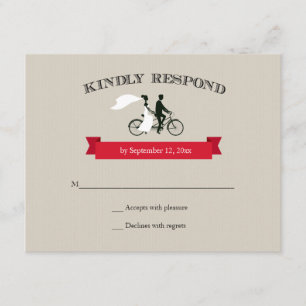 Tandem Bicycle Vintage Wedding RSVP Card