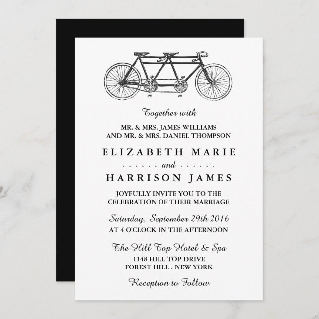 Tandem Bicycle Wedding Invitation (Front/Back)