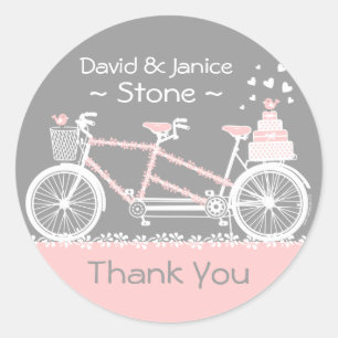 Tandem Bicycle Wedding Thank You Sticker