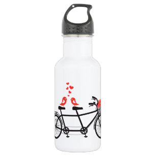 tandem bicycle with cute love birds 532 ml water bottle