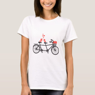 tandem bicycle with cute love birds T-Shirt