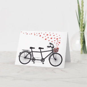 tandem bicycle with red hearts card