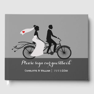 Tandem Bike Bride And Groom Personalised Wedding Guest Book