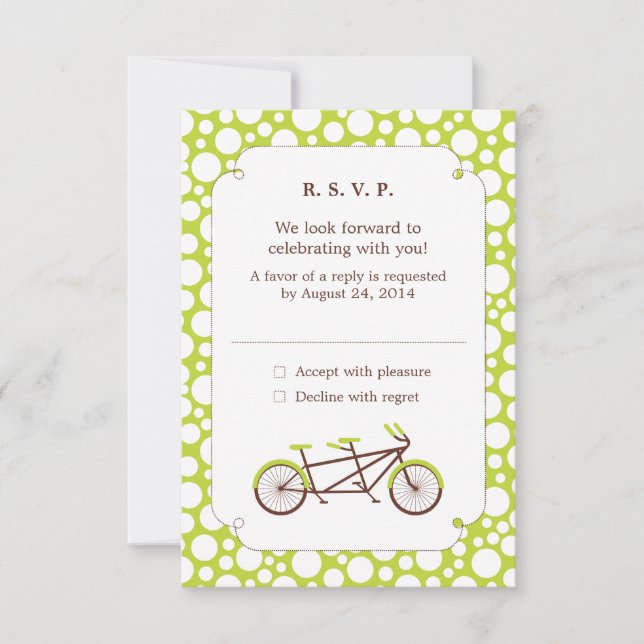 Tandem Bike (Green Dots) RSVP Card (Front)