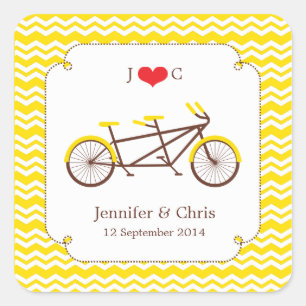 Tandem Bike (Yellow Chevron) Favour Sticker