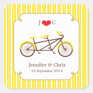 Tandem Bike (Yellow Stripes) Favour Sticker