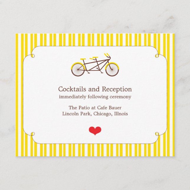 Tandem Bike (Yellow Stripes) Reception Card (Front)