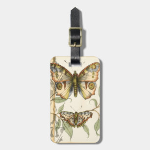 Tandem Butterflies Over Green Leaves Luggage Tag