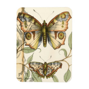 Tandem Butterflies Over Green Leaves Magnet