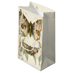 Tandem Butterflies Over Green Leaves Small Gift Bag