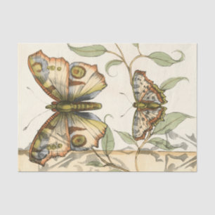 Tandem Butterflies Over Green Leaves Tissue Paper