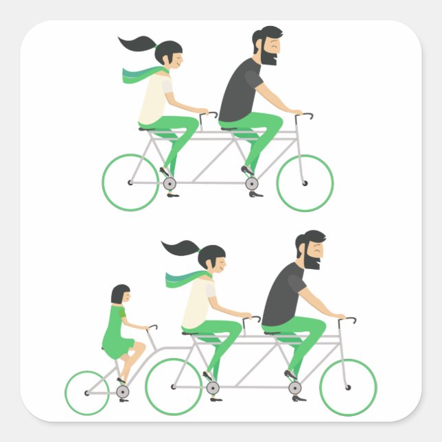 Tandem Cyclists Square Sticker (Front)