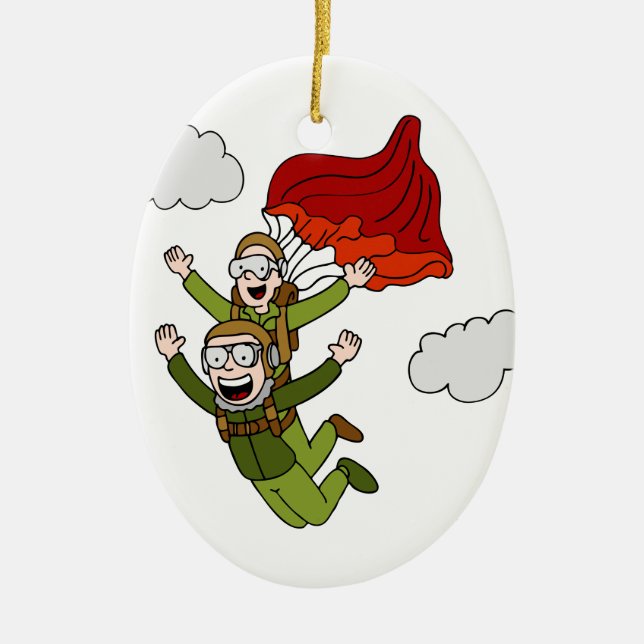 Tandem Sky Diving Ceramic Tree Decoration (Front)