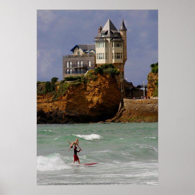 Tandem Surfing at Biarritz, France Poster (Front)