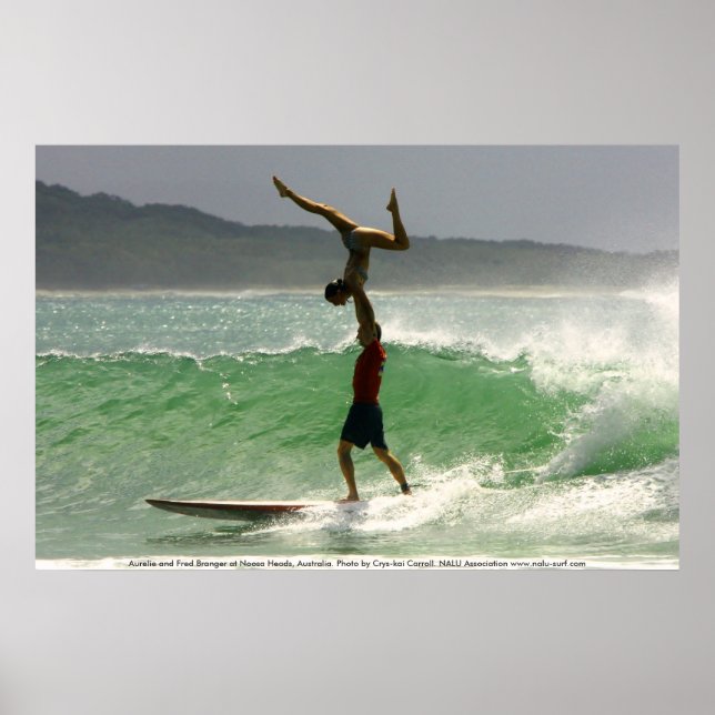 Tandem Surfing at Noosa Poster (Front)