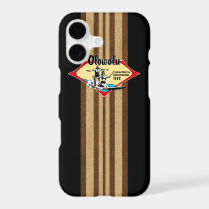 Tandem Surfing Hawaiian Faux Wood Black Surfboard