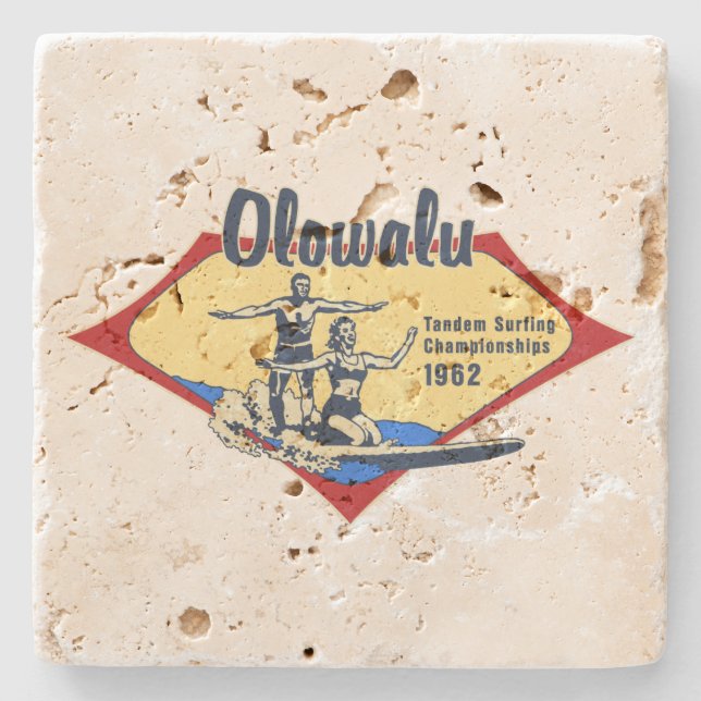 Tandem Surfing Hawaiian Tiki Bar Coasters (Front)