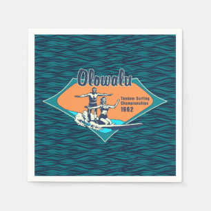 Tandem Surfing Hawaiian Vintage Surf Design Napkin