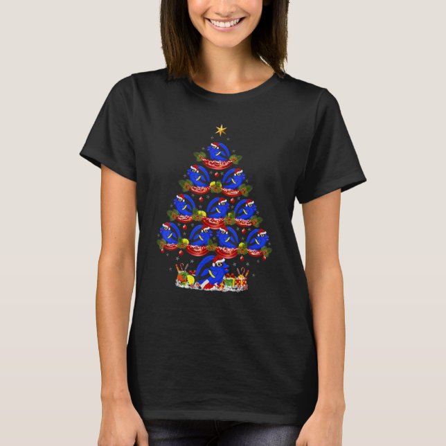 Tang Fish   Xmas Holiday Santa Tang Christmas Tree T-Shirt (Front)