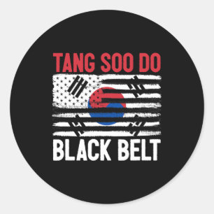 Tang Soo Do Black Belt Karate Fighter Korean Marti Classic Round Sticker