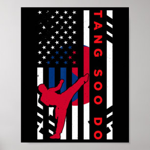 Tang Soo Do Martial Arts Karate American Flag Wome Poster