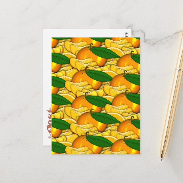 Tangerine a Summer Pattern Postcard (Front/Back In Situ)