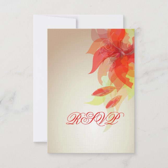 Tangerine Abstract Floral RSVP Card (Front)