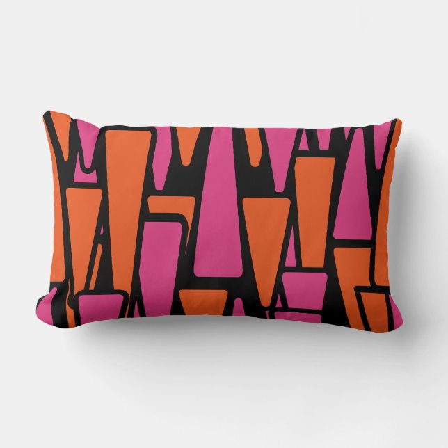 Tangerine and Fuchsia Abstract Design Pillows (Front)