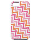 Tangerine and Pink Diagonal Zigzag Ikat Pattern