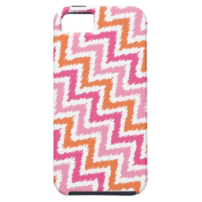 Tangerine and Pink Diagonal Zigzag Ikat Pattern Case-Mate iPhone Case (Back)