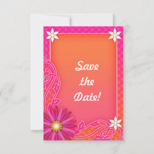Tangerine and Pink Floral Wedding Save the Date
