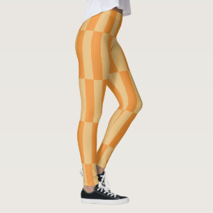 Tangerine and Wheatberry Striped Pattern Design Leggings