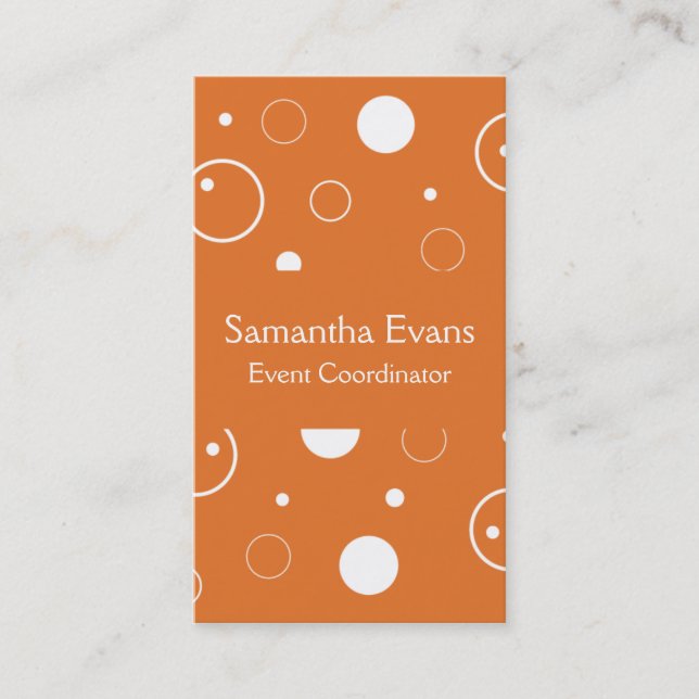 Tangerine and White Bubbles Business Card (Front)