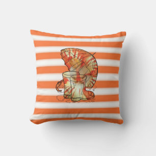 Tangerine and White Stripe Umbrella & Rain Boot Cushion