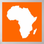 Tangerine Audacious Africa Poster<br><div class="desc">Africa map outline in white with contrasting colours in Emporio Moffa's "Safari" palette inspired by the daring adventurousness and wilderness of the continent.</div>
