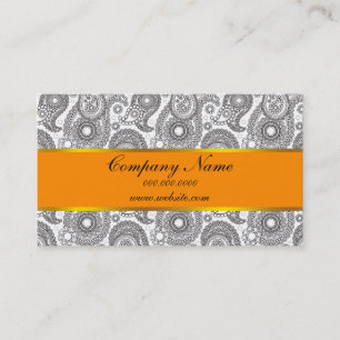 Tangerine Black Paisley Business Card