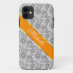 Tangerine Black Paisley Case-Mate iPhone Case