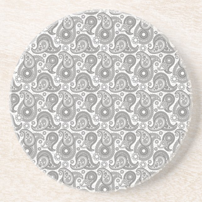 Tangerine Black Paisley Coaster (Front)