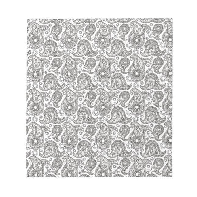 Tangerine Black Paisley Notepad (Front)