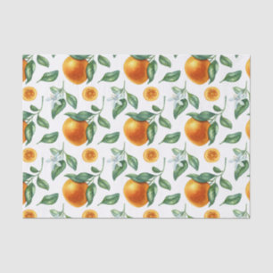 Tangerine Branches, Leaves and Flowers  Tissue Paper
