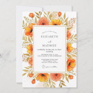 Tangerine Captivating Autumnal Wedding Invitation