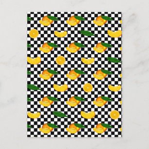 TANGERINE CHECKERS PATTERN POSTCARD