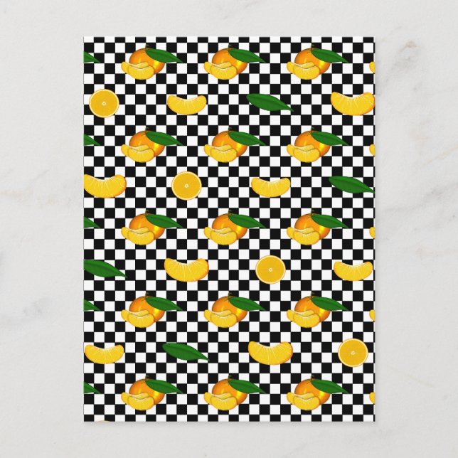 TANGERINE CHECKERS PATTERN POSTCARD (Front)