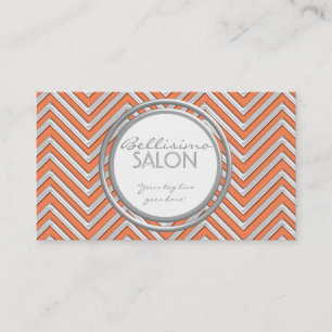 Tangerine  - Chevron Pattern Modern Stripe Zig Zag Business Card